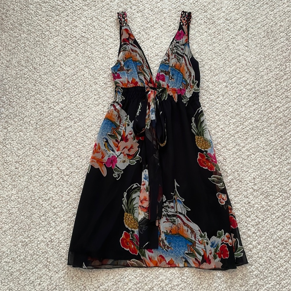 Vintage Forever 21 multi color tropical dress